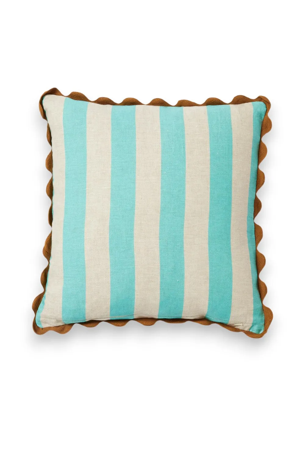 BONNIE AND NEIL CUSHION BOLD STRIPE JADE TAN 50CM