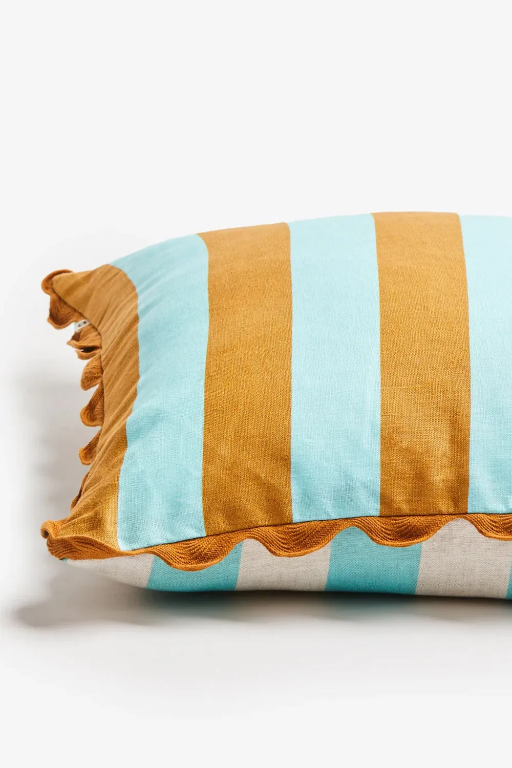 BONNIE AND NEIL CUSHION BOLD STRIPE JADE TAN 50CM