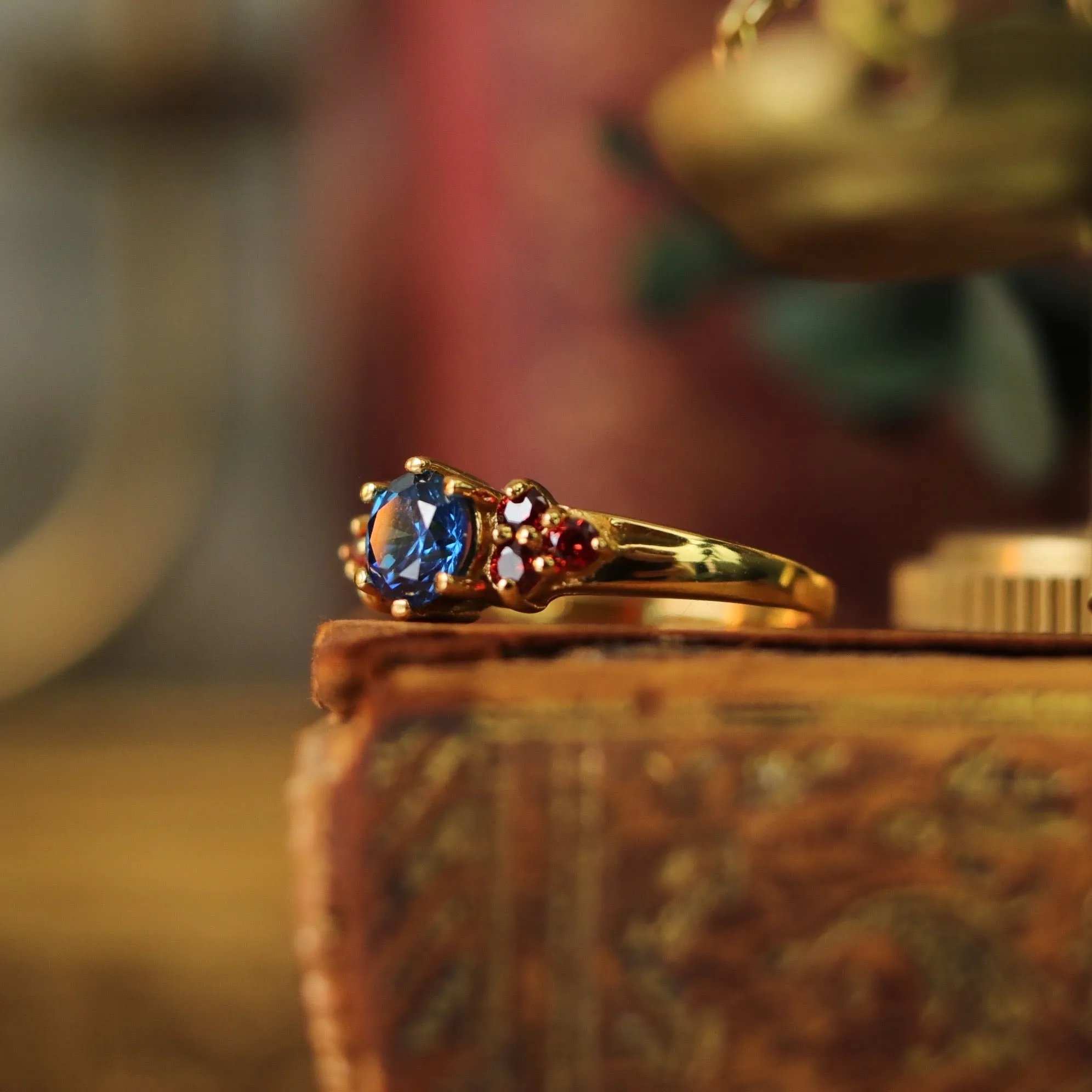 Brigantia Gold and Blue Cubic Zirconia Boho Ring