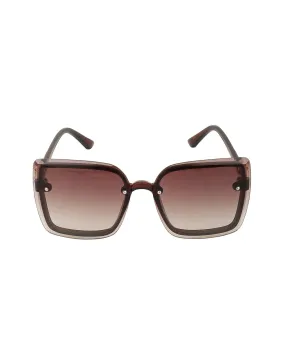 Brown And Gold Toned Oversized Women Sunglass With Uv Protected Lens