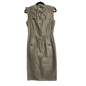 Burberry - Ruffle and Buttoned Sleeveless Dress - Taupe - US 6