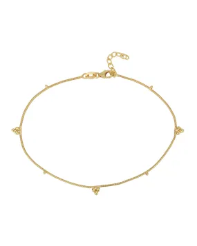 Carlton London 18Kt Gold Plated Minimal Beaded Anklet