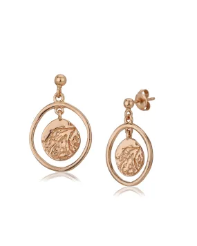 Carlton London 18Kt Rose Gold Plated Circular Drop Earrings