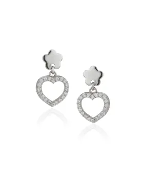 Carlton London 925 Sterling Silver Rhodium Plated Cz Heart Drop Earring For Women