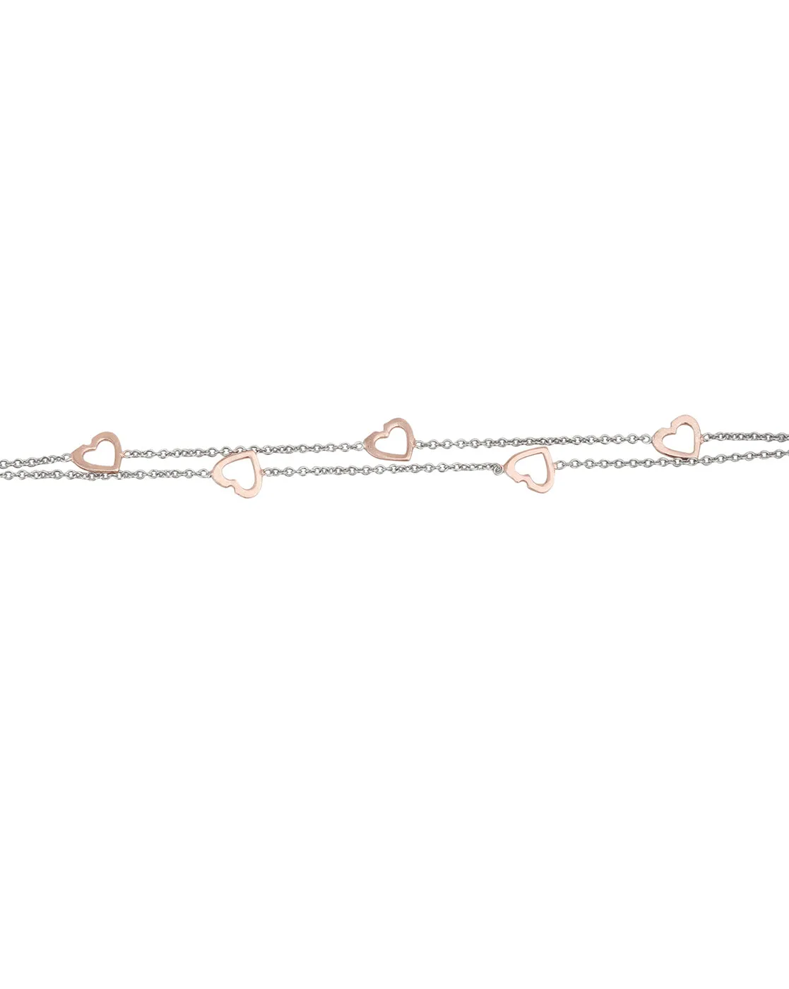 Carlton London Double Toned Rhodium Plated Multistranded Heart Bracelet