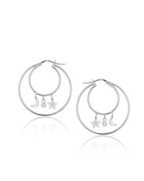 Carlton London Gold Plated Star With Crescent Hoop Earring For Women