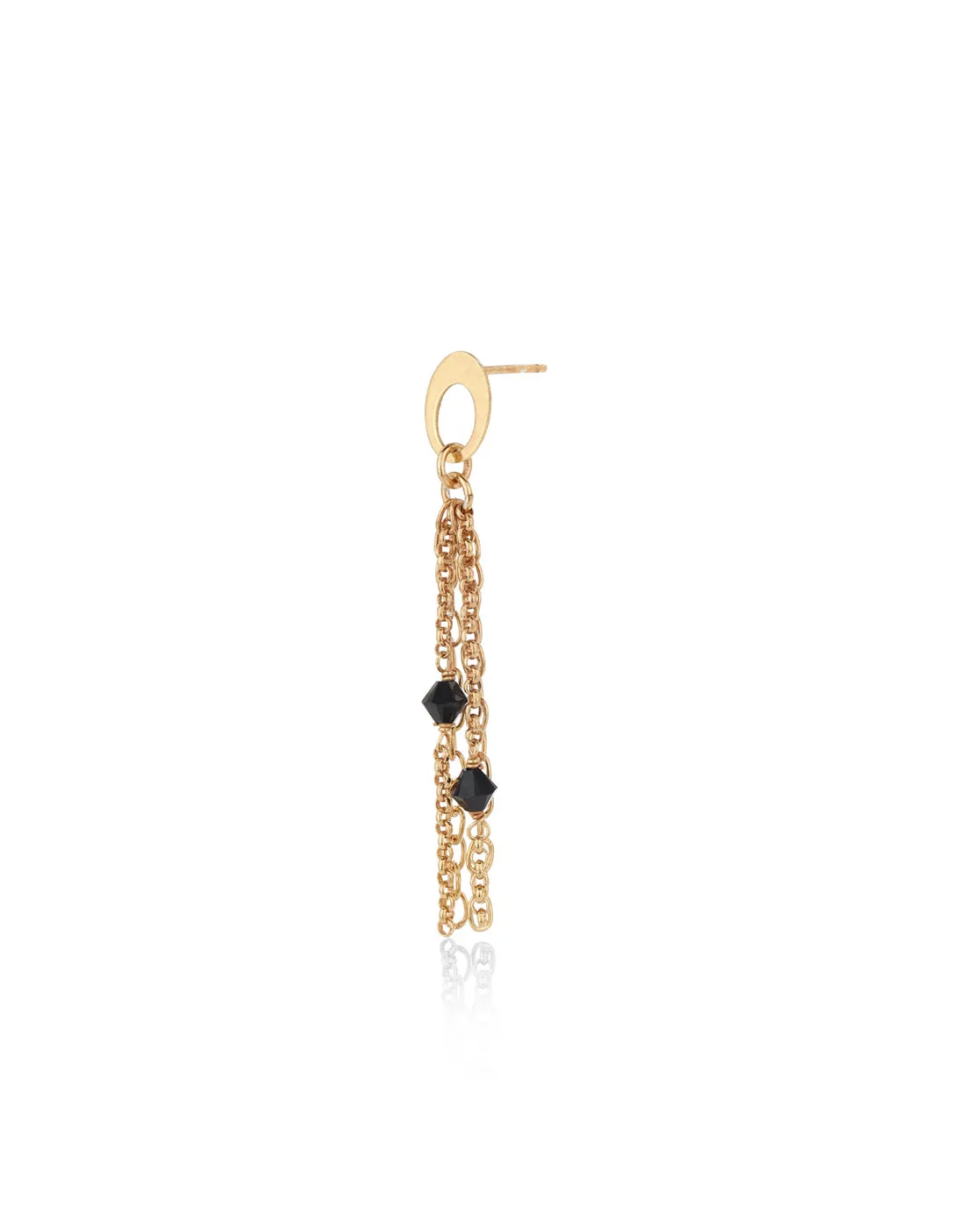 Carlton London Gold Plated Tasselled With Black Beaded Contemporary Drop Earring