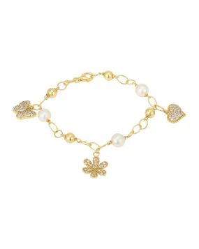 Carlton London Gold Plated With Cz Studded Charm Bracelet For Women