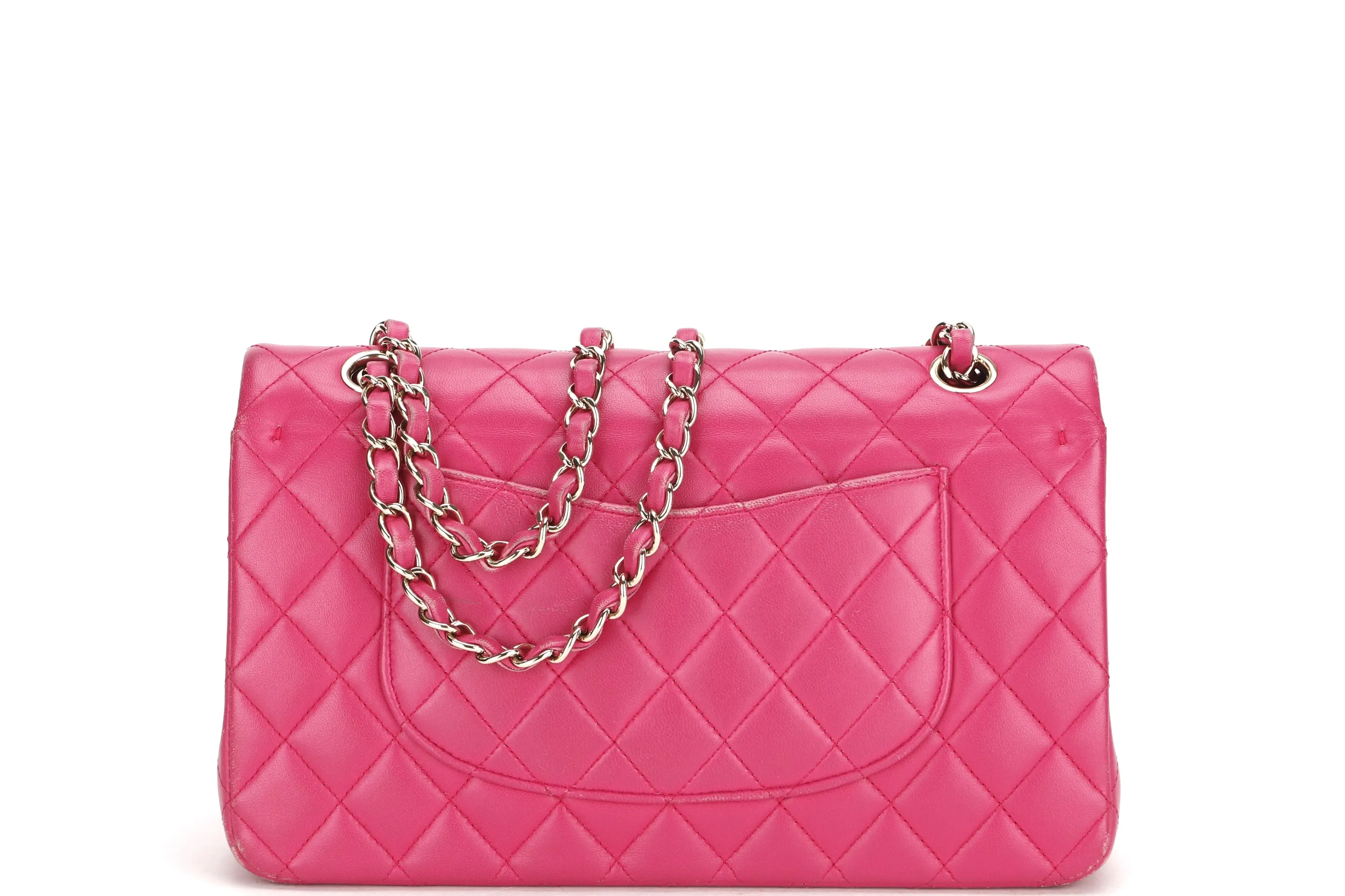 CHANEL CLASSIC DOUBLE FLAP (2214xxxx) MEDIUM PINK LAMBSKIN GOLD HARDWARE ,WITH CARD, DUST COVER & BOX