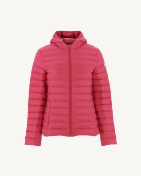 Cherry pink Cloe lightweight hooded puffer jacket