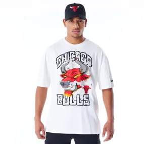 Chicago Bulls Graphic White Drop Shoulder T-Shirt