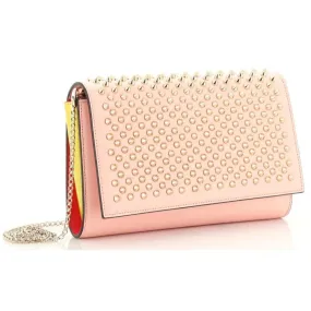 Christian Louboutin Clutch Paloma Salmon Pink Leather Shoulder Bag