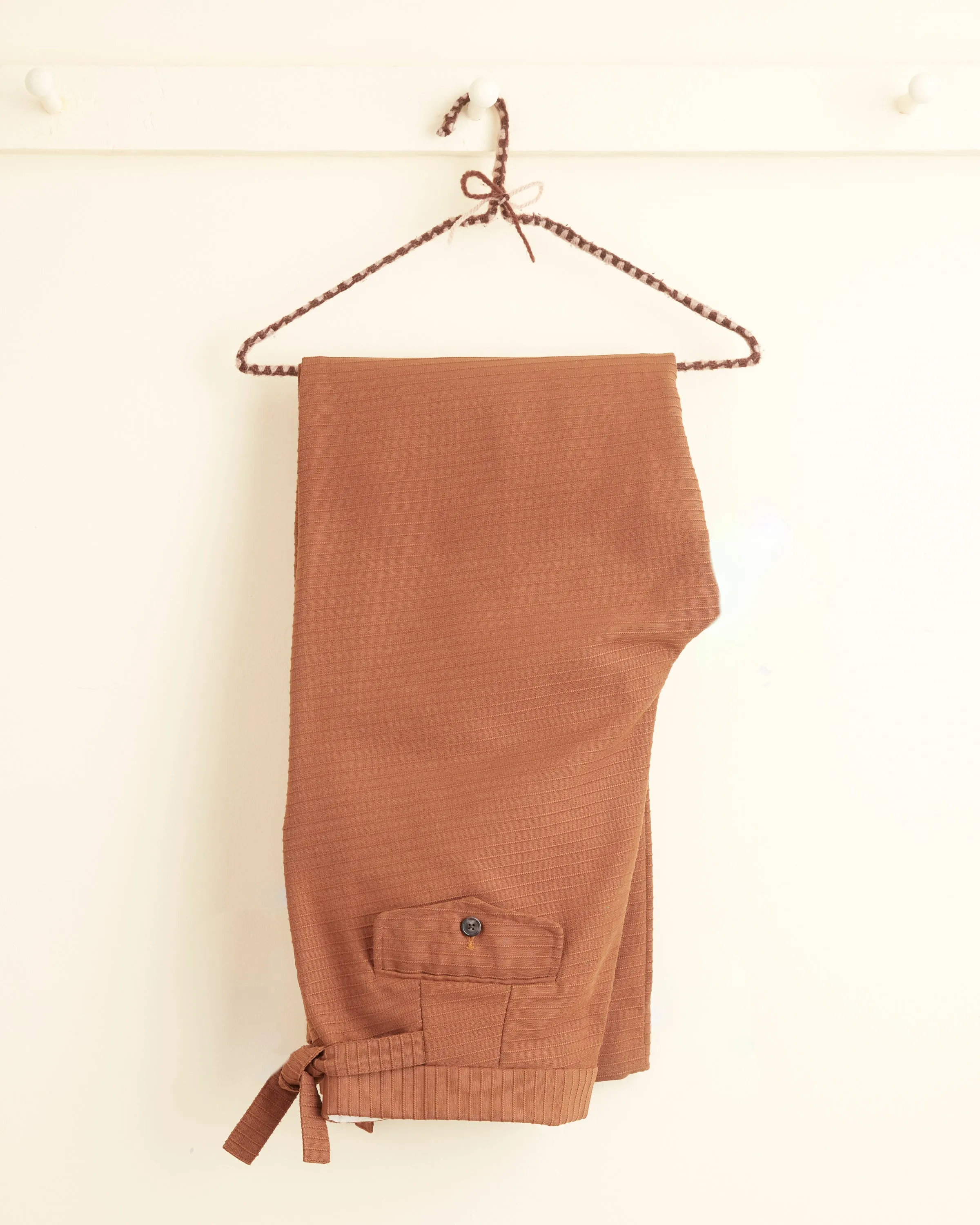 Cocoa Textured Trousers - 36