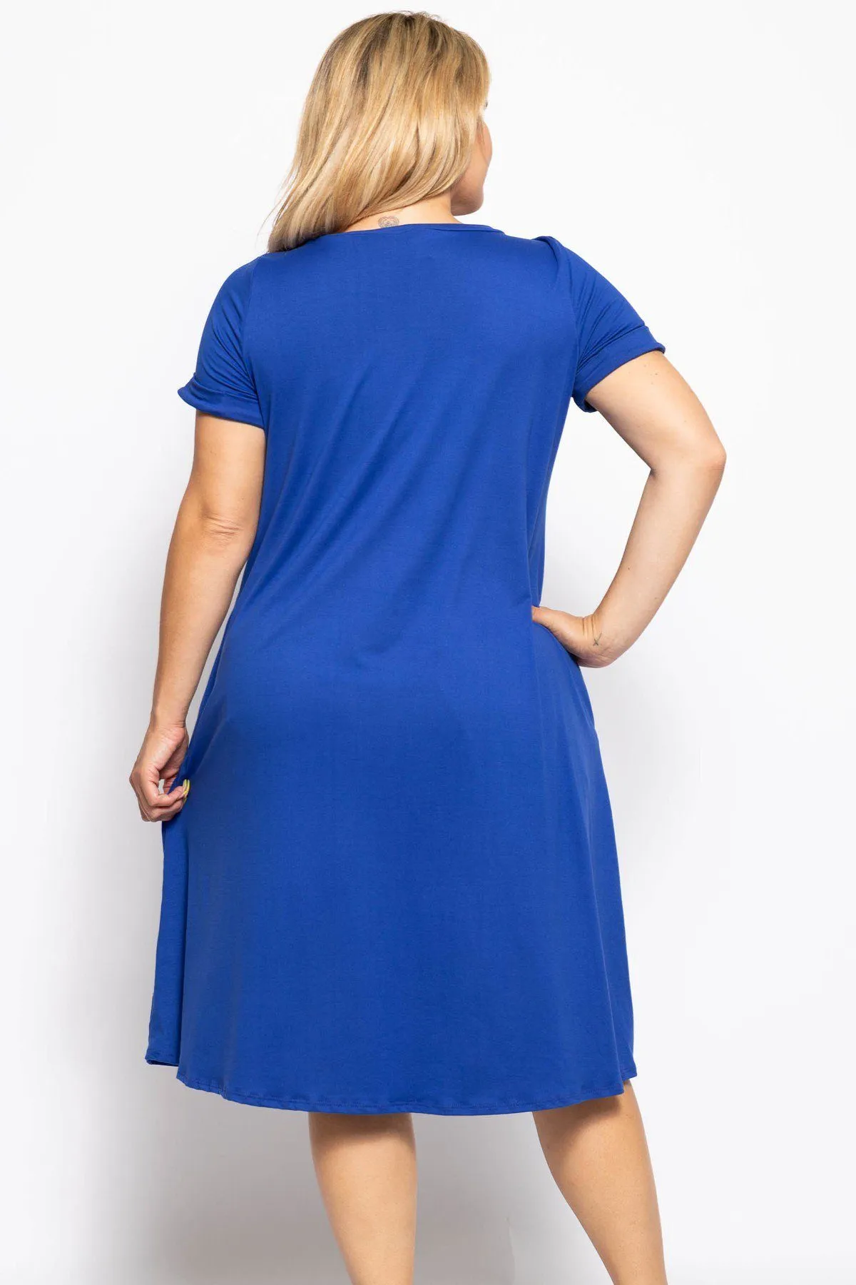 Crew Neckline Solid A-line Dress