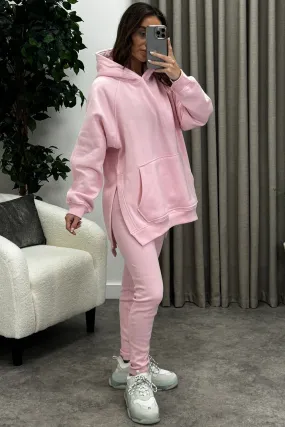 Darcie Pink Oversized Hoodie and Ribbed Leggings Loungewear Set