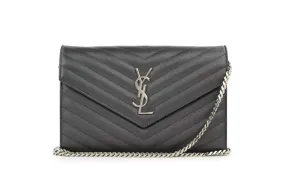 Dark Grey Chevron Wallet on a Chain