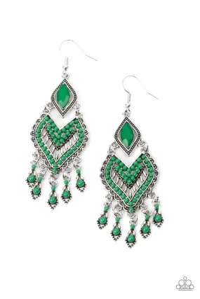 Dearly Debonair Green and Silver Earrings - Paparazzi Accessories