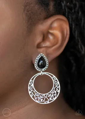 Exotic Escape Black Clip On-Earrings