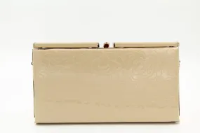 FABUCCI Large Nude Patent embossed Clutch Bag