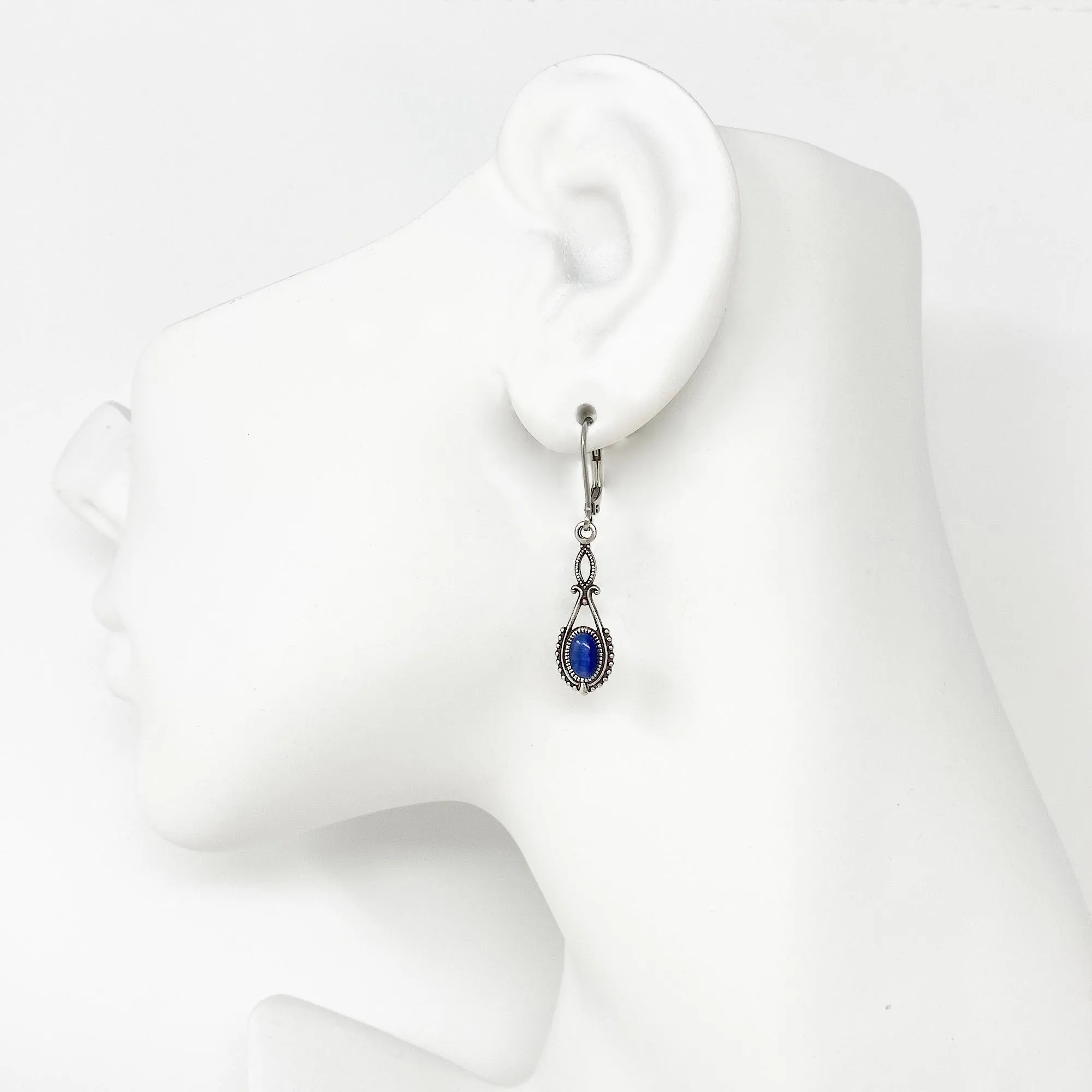 GAVIN silver and blue cat eye earrings