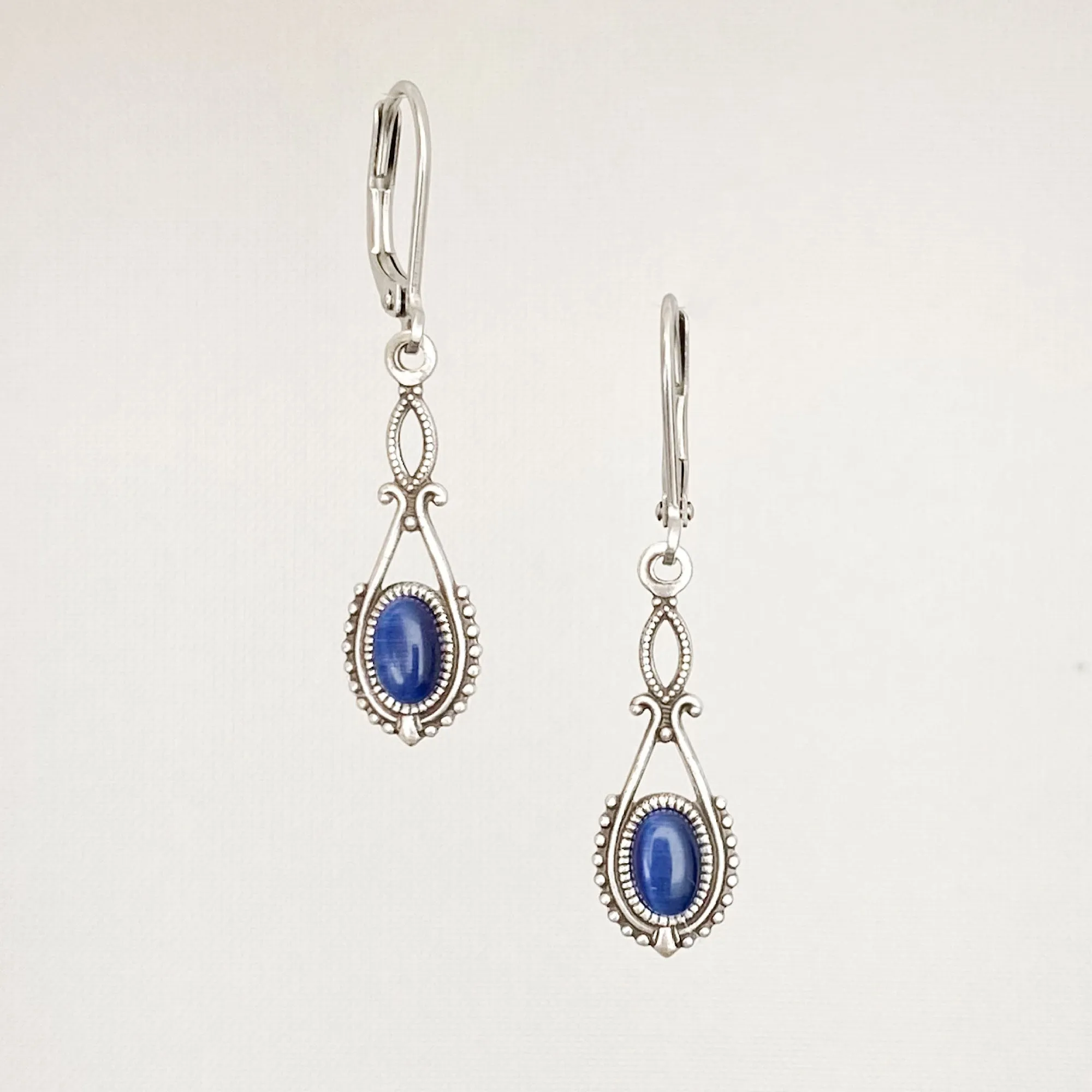 GAVIN silver and blue cat eye earrings