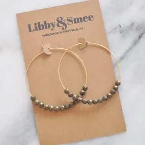 Gemstone 45mm Gold Filled Hoops - PYRITE