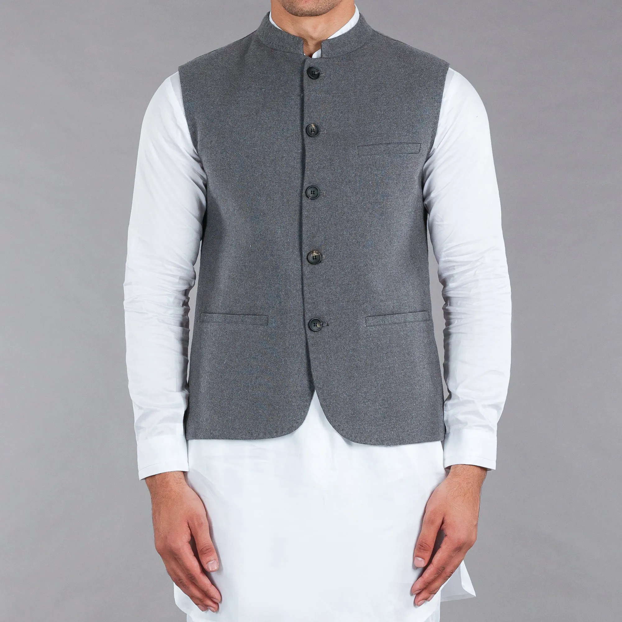 Grey Khaddar Waistcoat