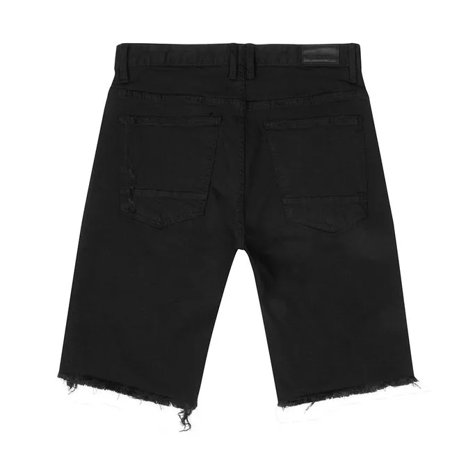 Gun Shot & Grinding Effects Jean Shorts - Black