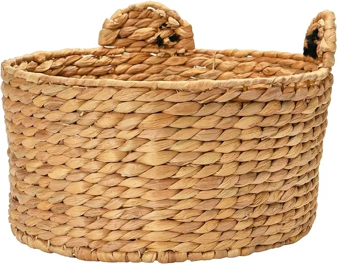 Hand-Woven Water Hyacinth Frog Basket