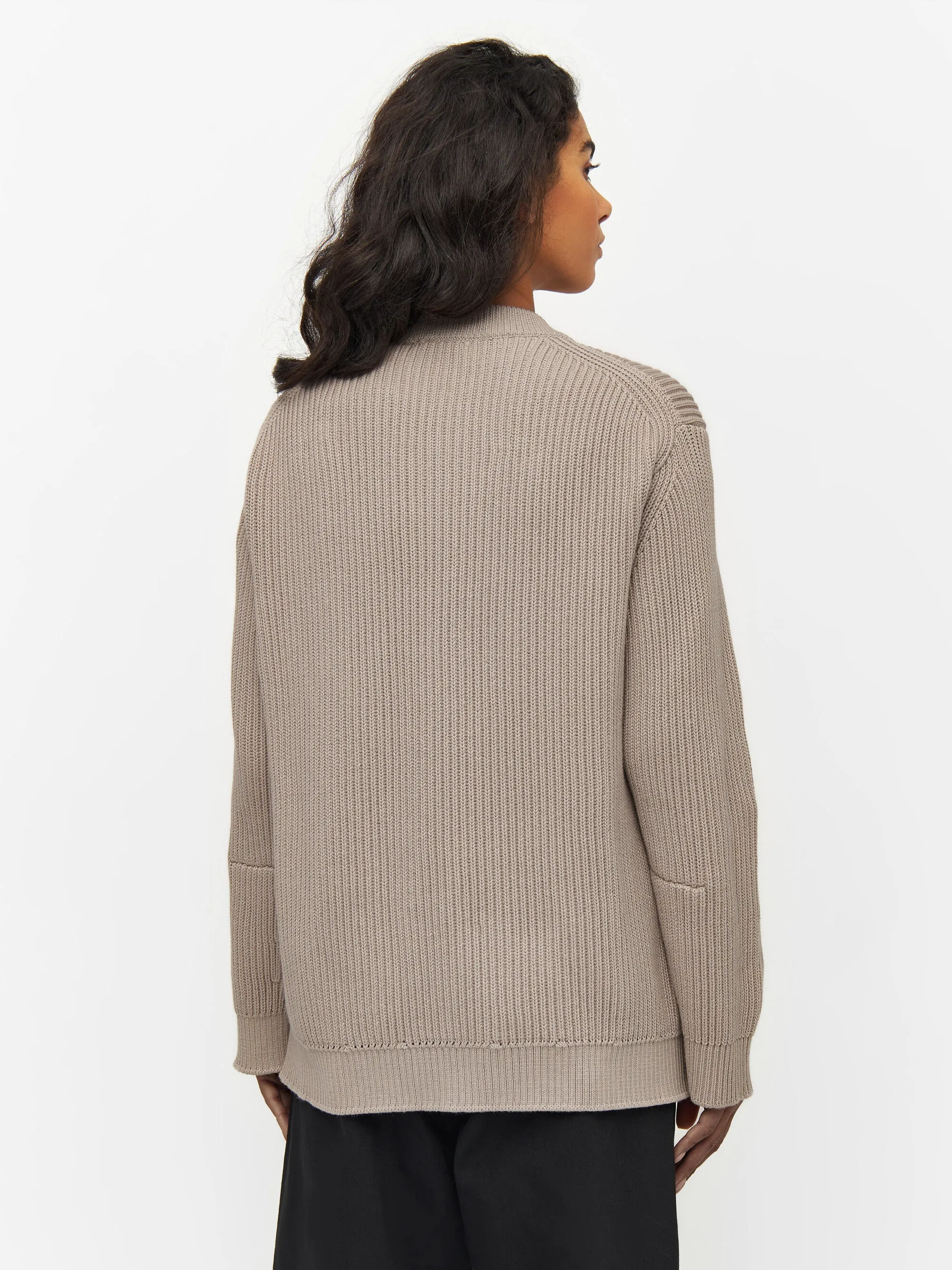 Heavy rib oversize crew neck knit - Light feather gray