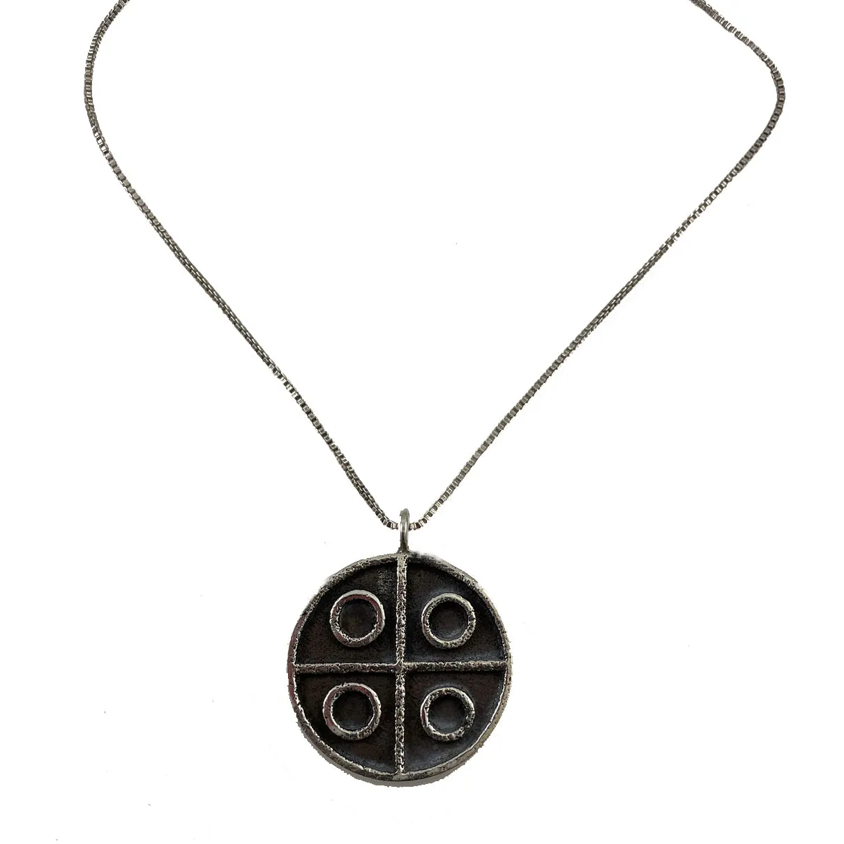 Hopi Earth Symbol Sterling Pendant Necklace Signed