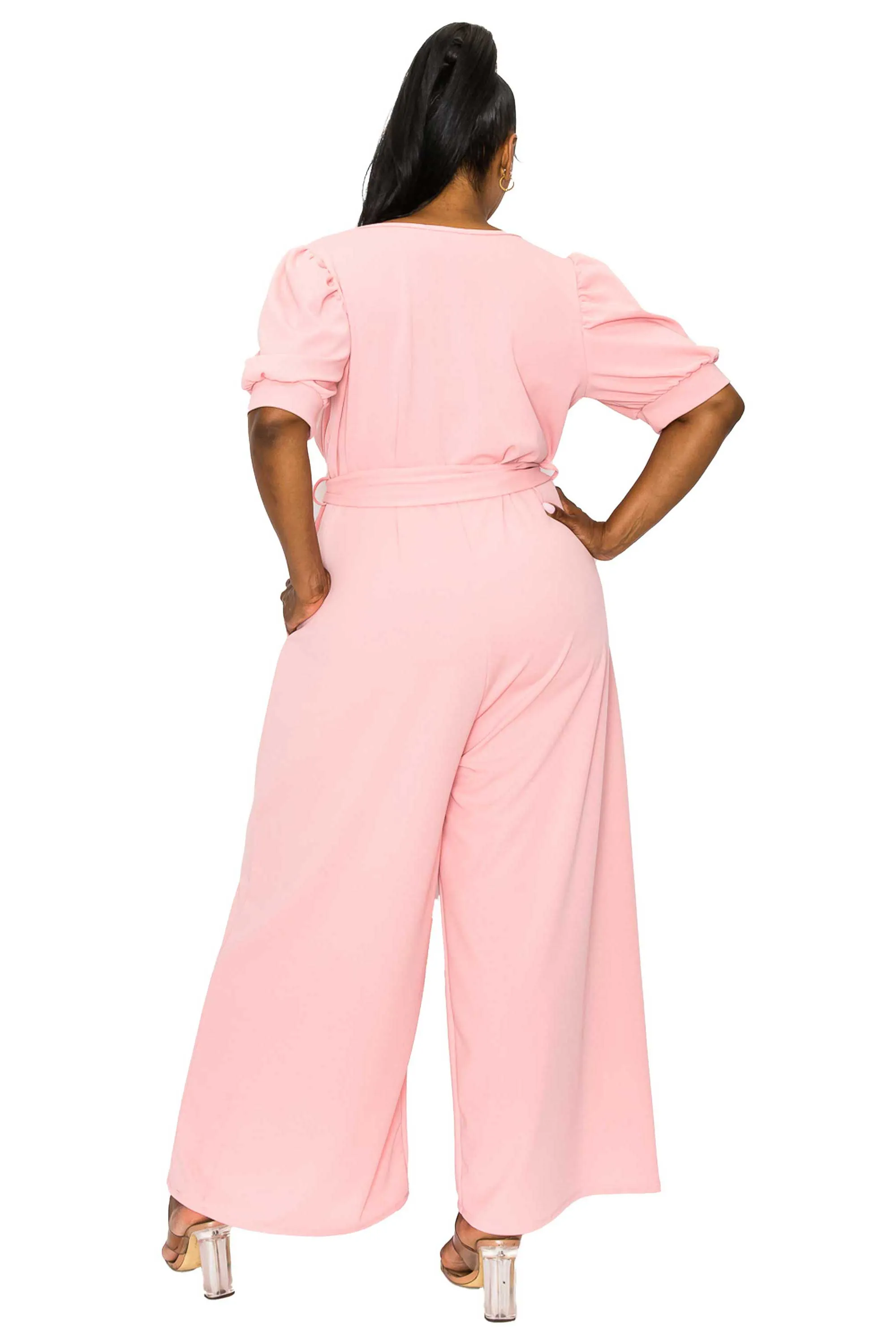 Iris Surplice Belted Pocket Jumpsuit