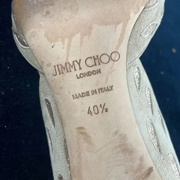 Jimmy Choo Tan Suede With Gold Detail Pumps With Box