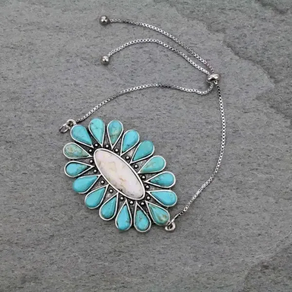 Large Southwestern natural turquoise bracelet