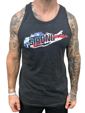 Long Island Strong - American Flag Charcoal Tank