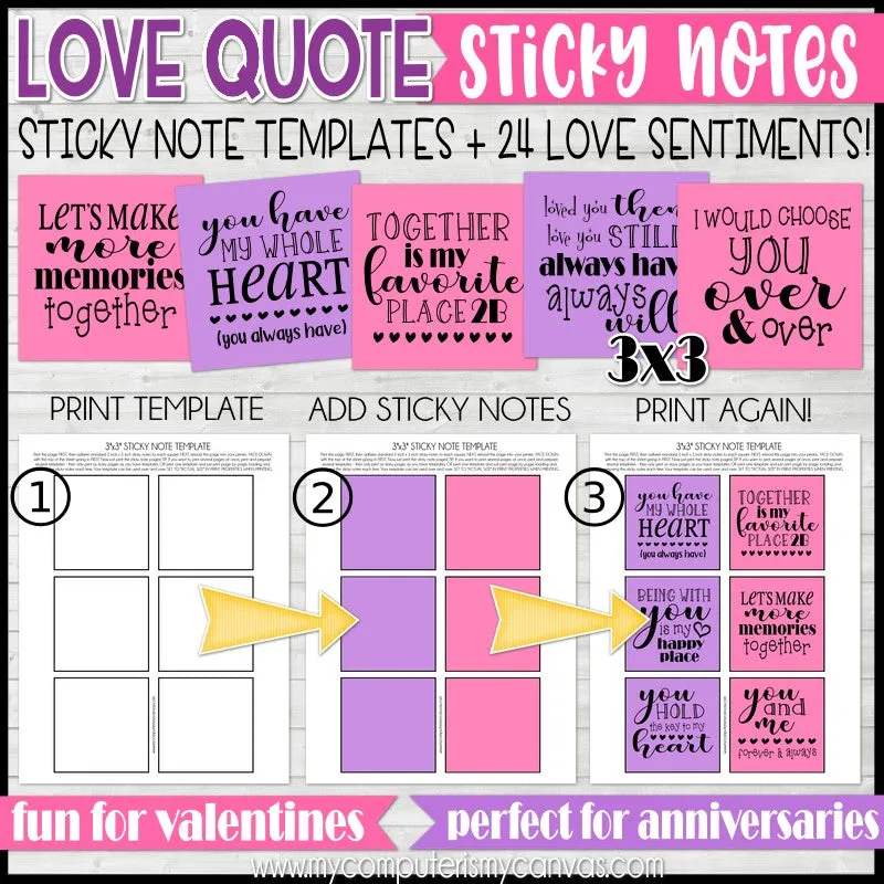 LOVE QUOTE Sticky Notes {Valentine or Anniversary} PRINTABLE