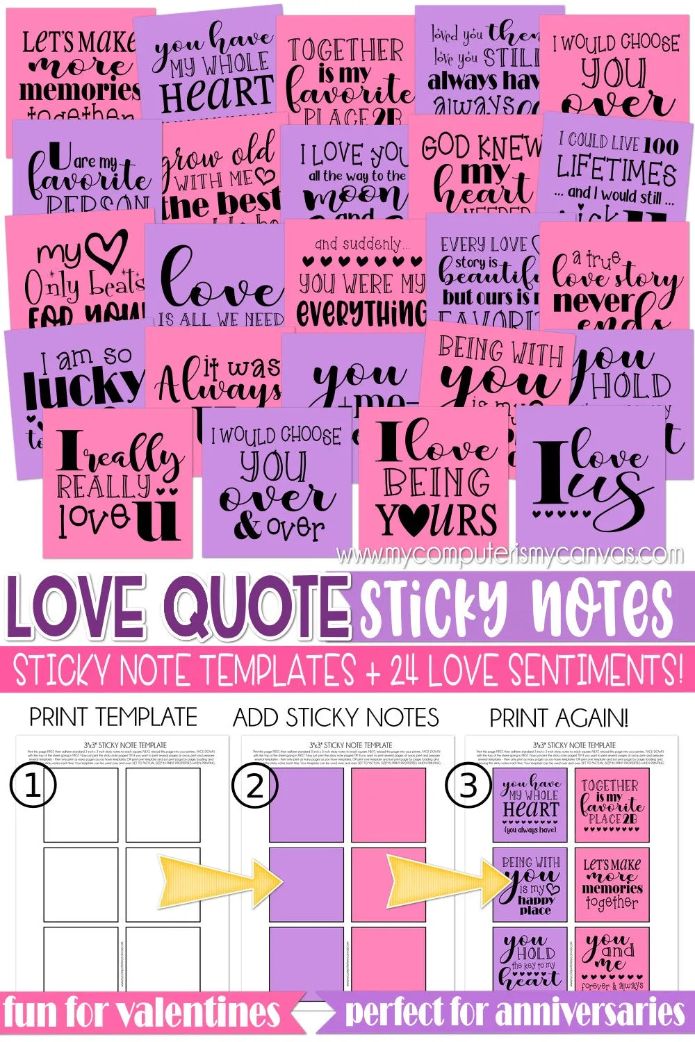 LOVE QUOTE Sticky Notes {Valentine or Anniversary} PRINTABLE