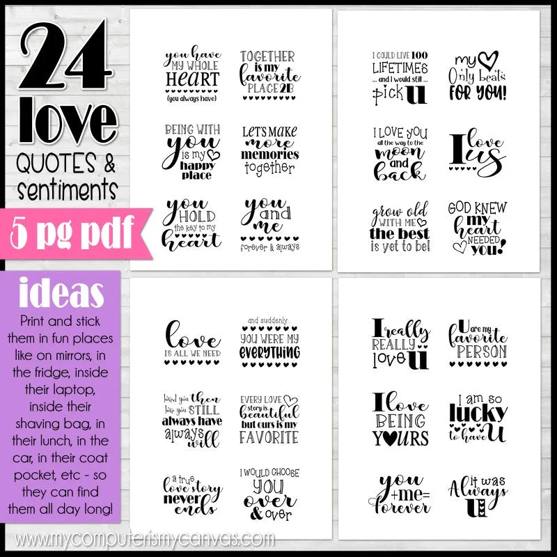 LOVE QUOTE Sticky Notes {Valentine or Anniversary} PRINTABLE