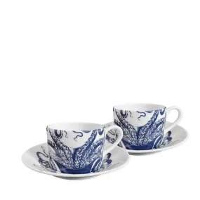 Lucy Coastal Cups & Saucers - Set of 2