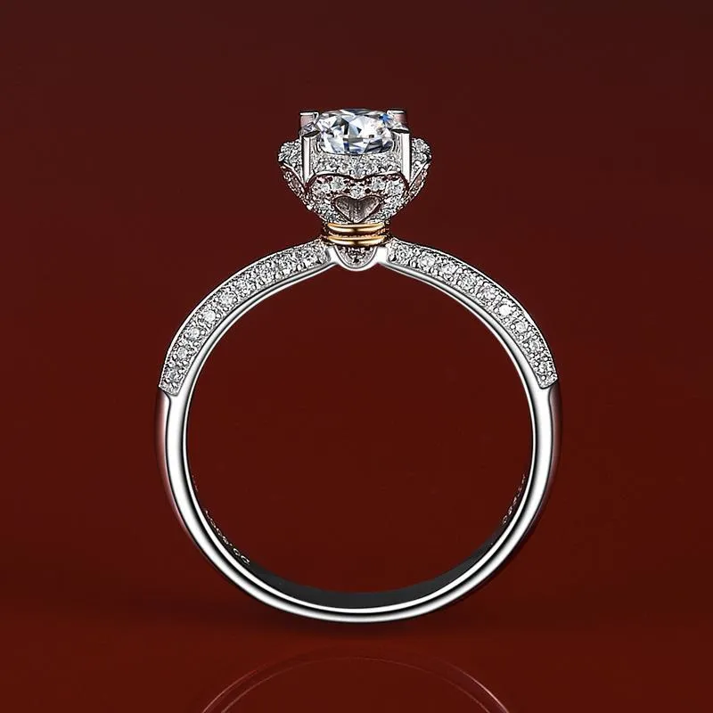 Luxury "Frozen Queen" Moissanite Engagement Ring In Sterling Silver