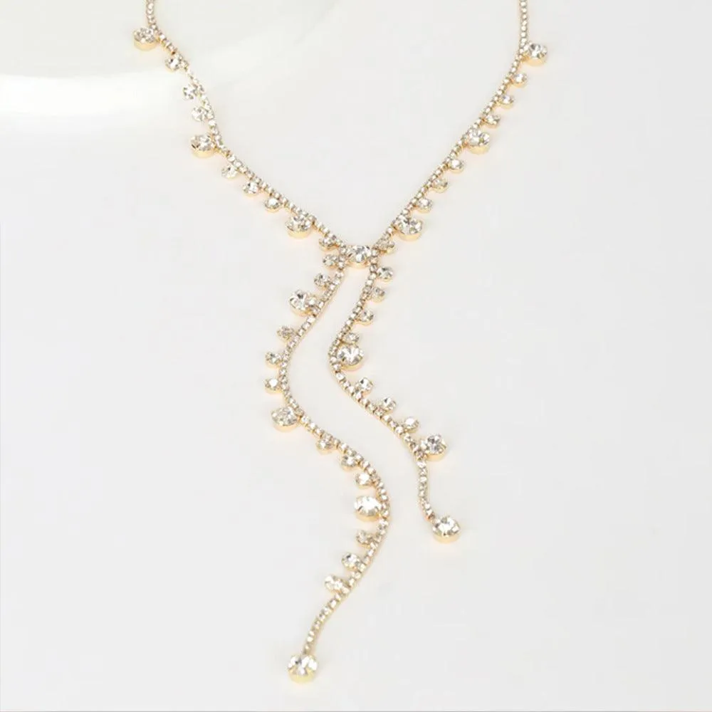 MAC088 Personalized Long Tassel Irregular Diamond Necklace