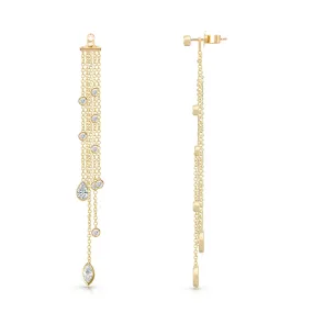 Mixed Shape Bezels Diamond Tassel Earring Back Charm (PAIR)