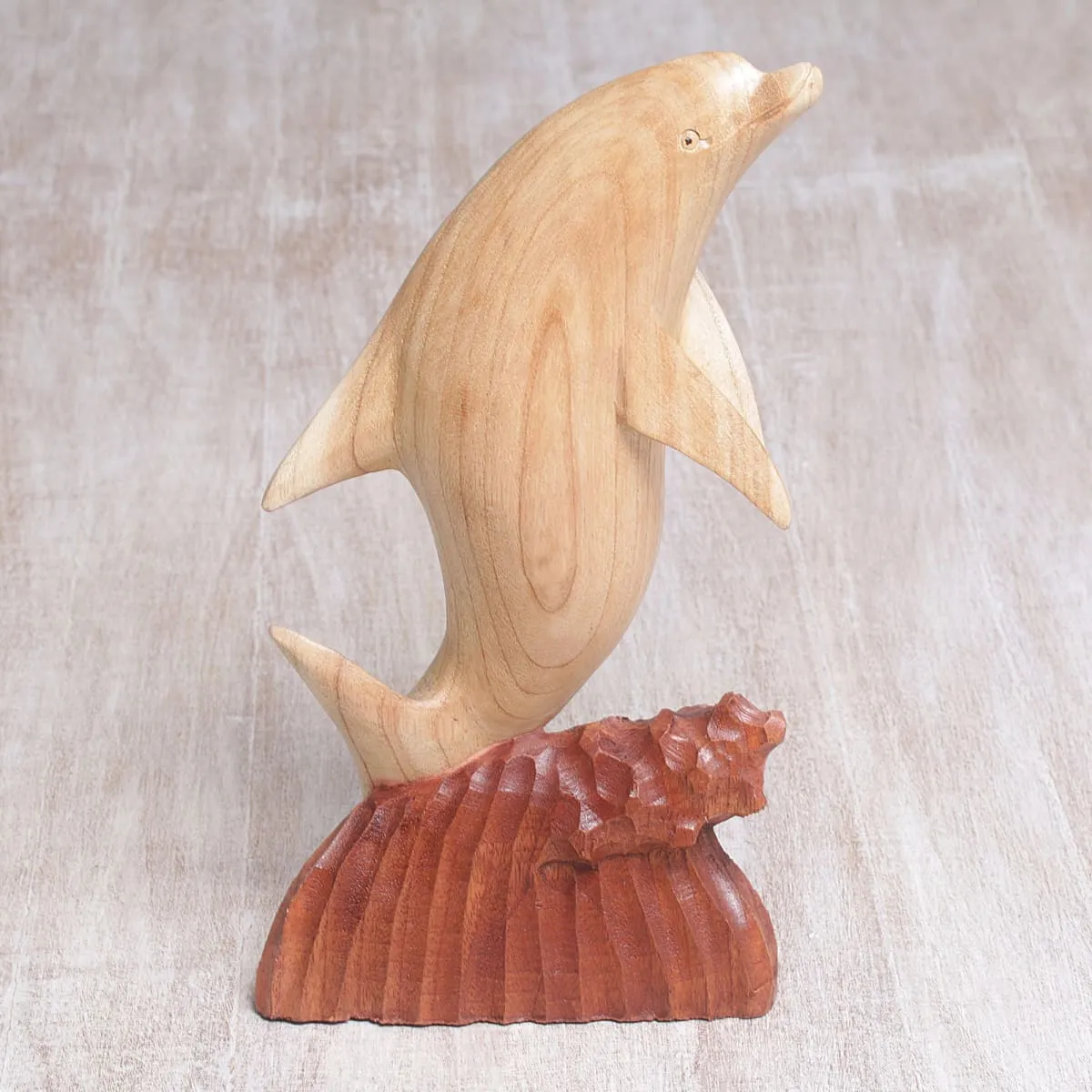 Novica Dolphin Hop Wood Sculpture