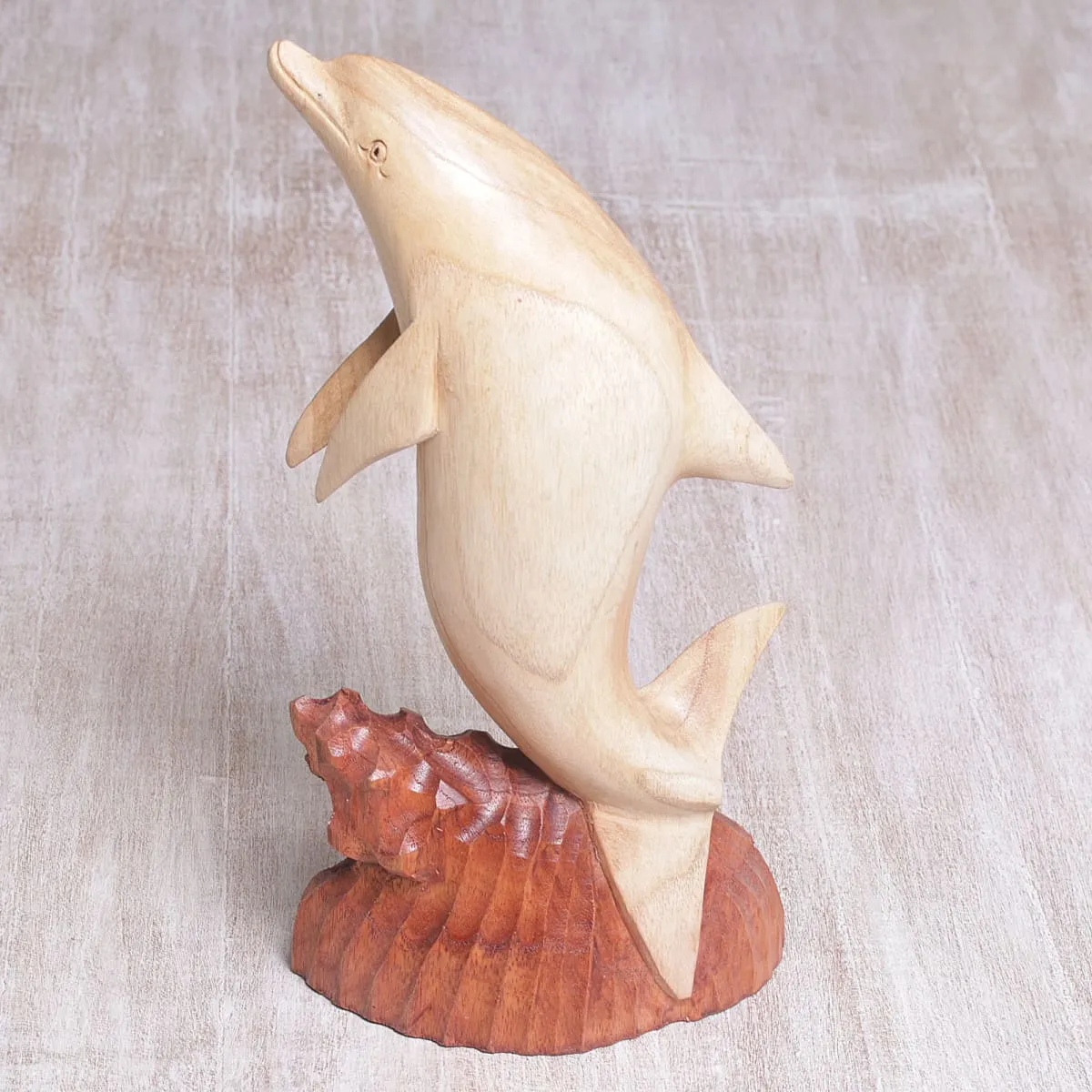 Novica Dolphin Hop Wood Sculpture