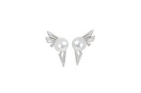 Origami Silhouette Pearl Earrings