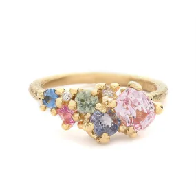 Pastel Sapphire Tumbling Cluster Ring