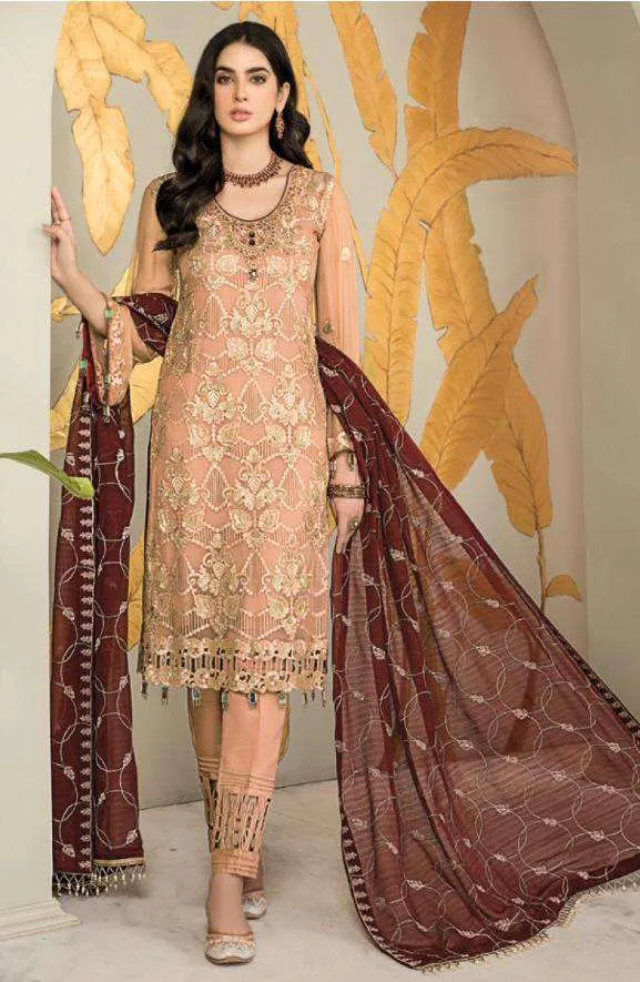 PEACH COLOR GEORGETTE PARTY WEAR HIT PAKISTANI STYLE SUITS