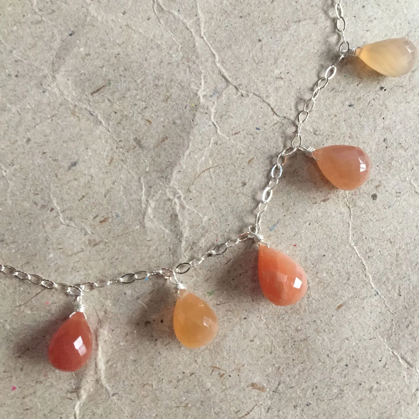 Peach Range Moonstone Necklace, OOAK