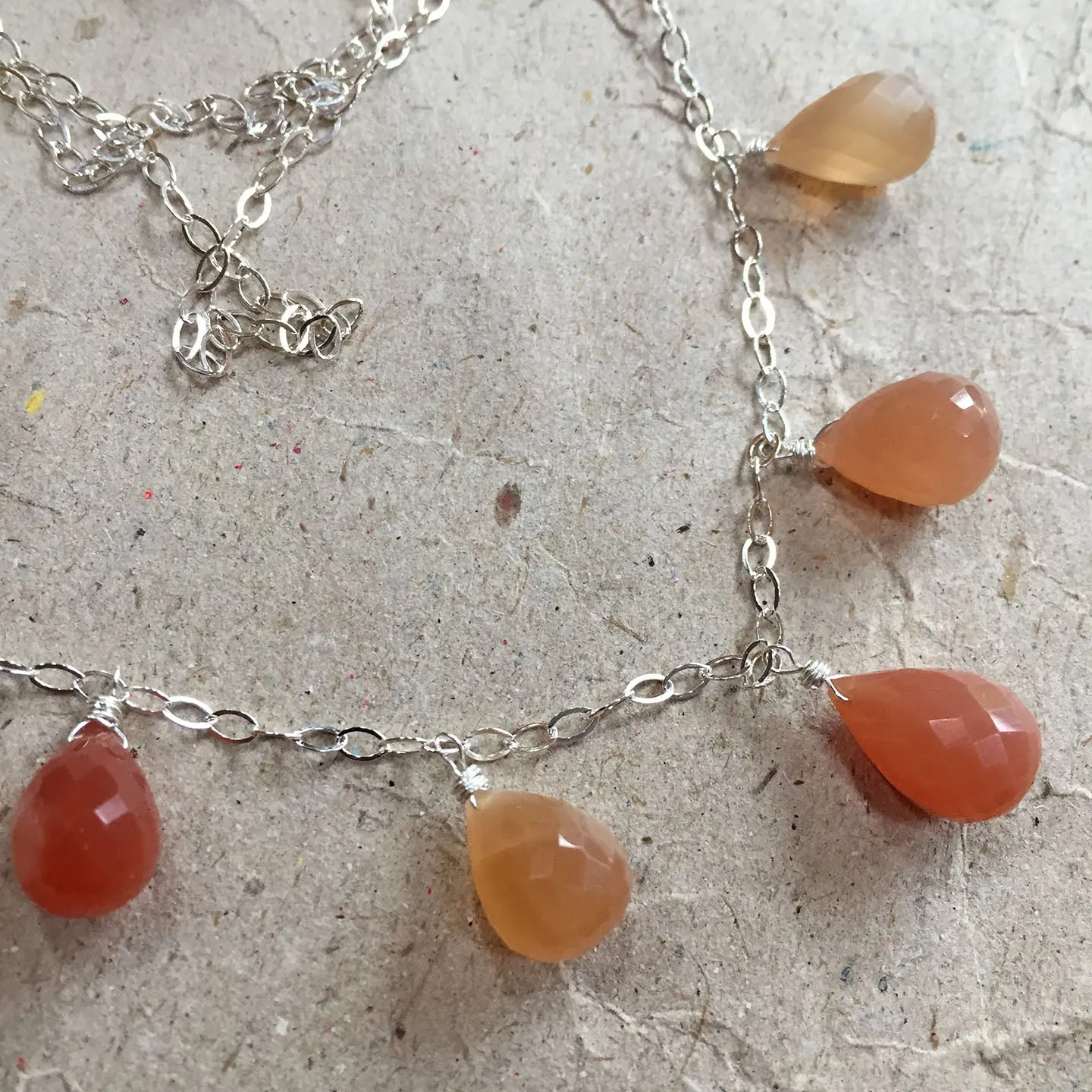 Peach Range Moonstone Necklace, OOAK