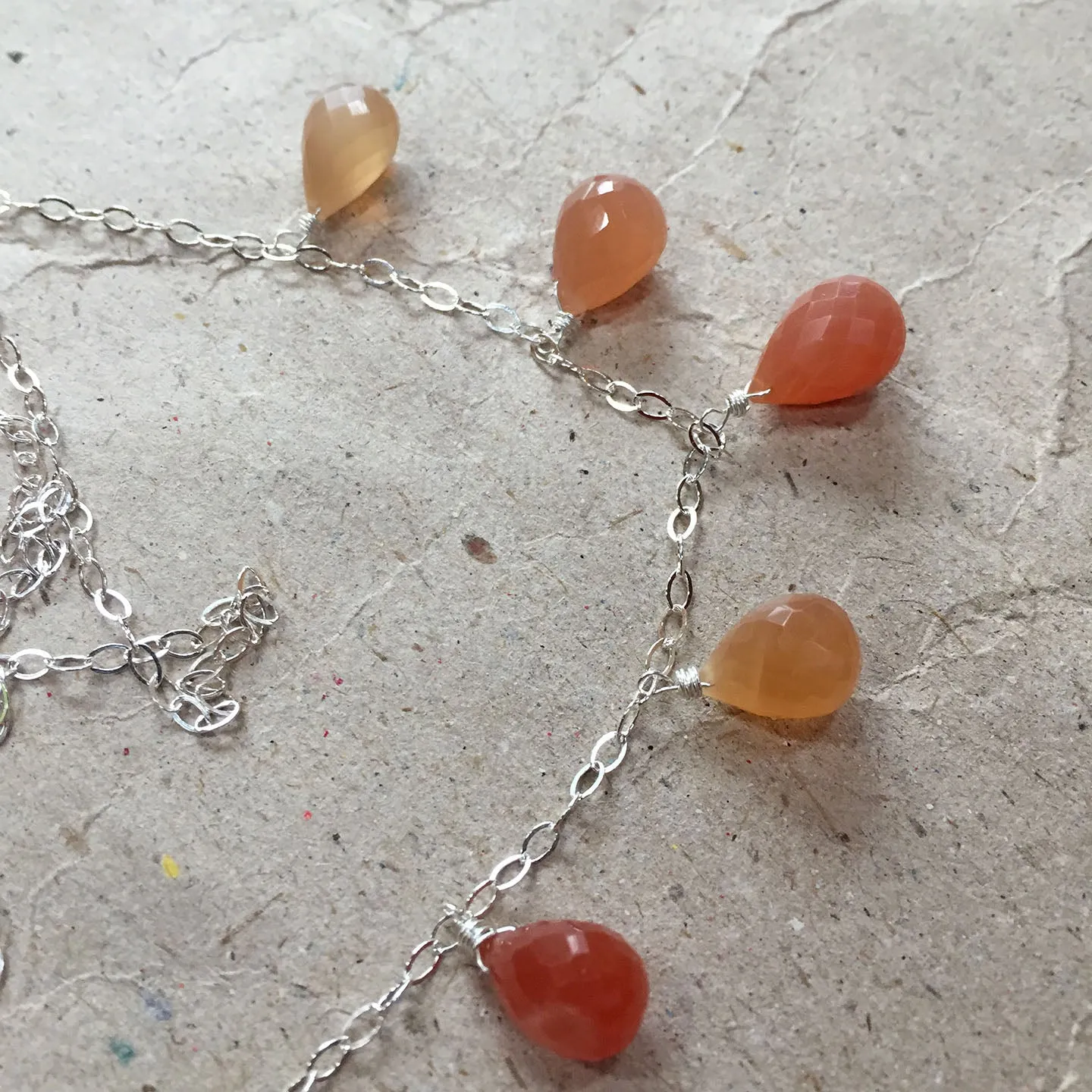 Peach Range Moonstone Necklace, OOAK